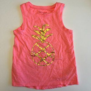 Cat & Jack 4T Toddler Girls Pink & Gold Metallic Pineapple Tank Top Shirt